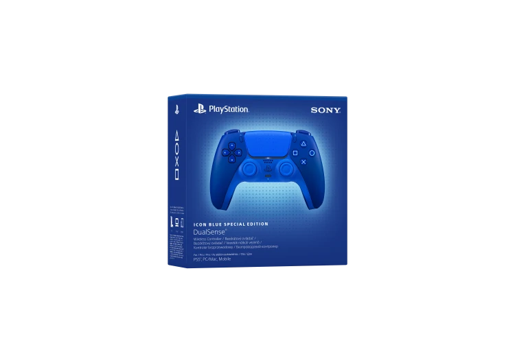 Opakowanie kontrolera DualSense Icon Blue – widok z lewej strony