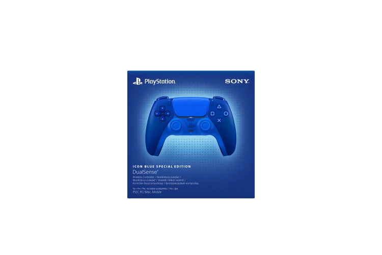 Opakowanie kontrolera DualSense Icon Blue do PS5 – widok z przodu