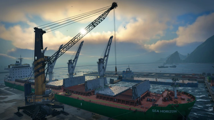 Statek wpływający do portu w grze Docked na PS5