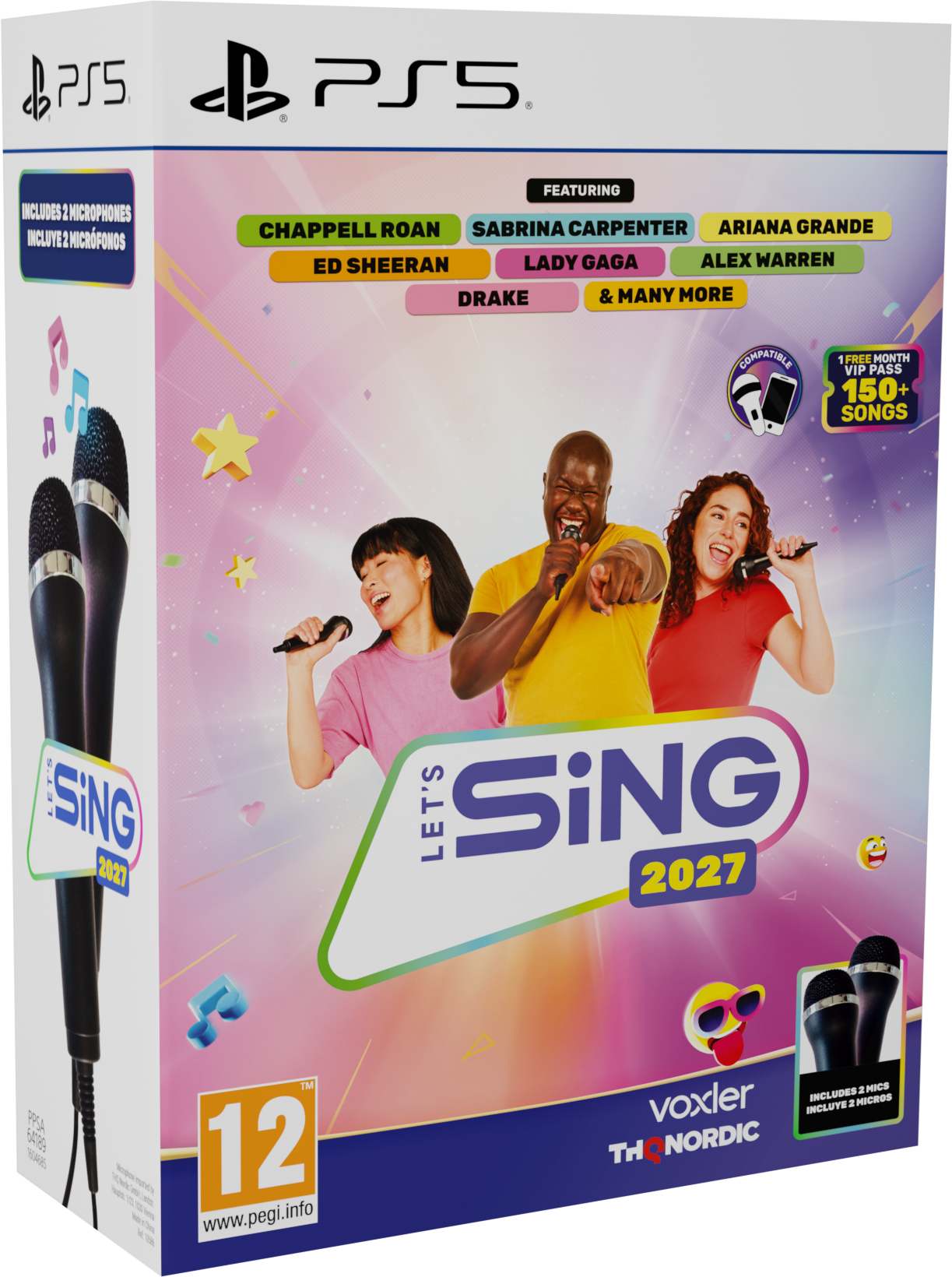 Let’s Sing 2027 na PS5 z dwoma mikrofonami – opakowanie zestawu